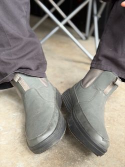 Gray Rubber Slip-On Ankle Boots