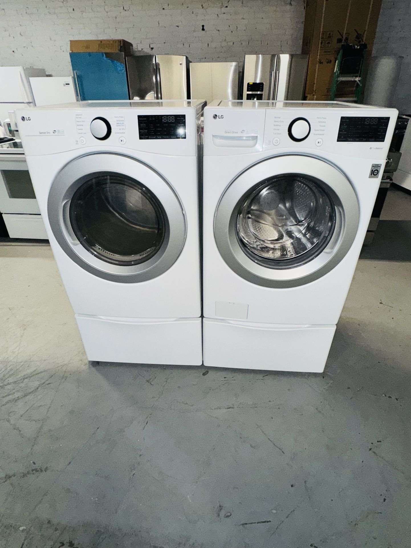 LG washer and gas dryer, one receipt with a 60-day warranty.