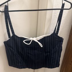 NWT Edikted Lace Up Corset Pinstripe Top 
