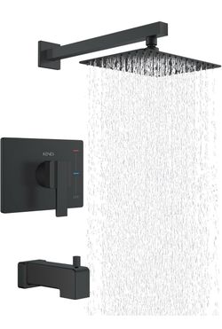 KENES Matte Black Shower Set with Tub Faucet, Square Tub Shower Trim Kit 10”x8” $99