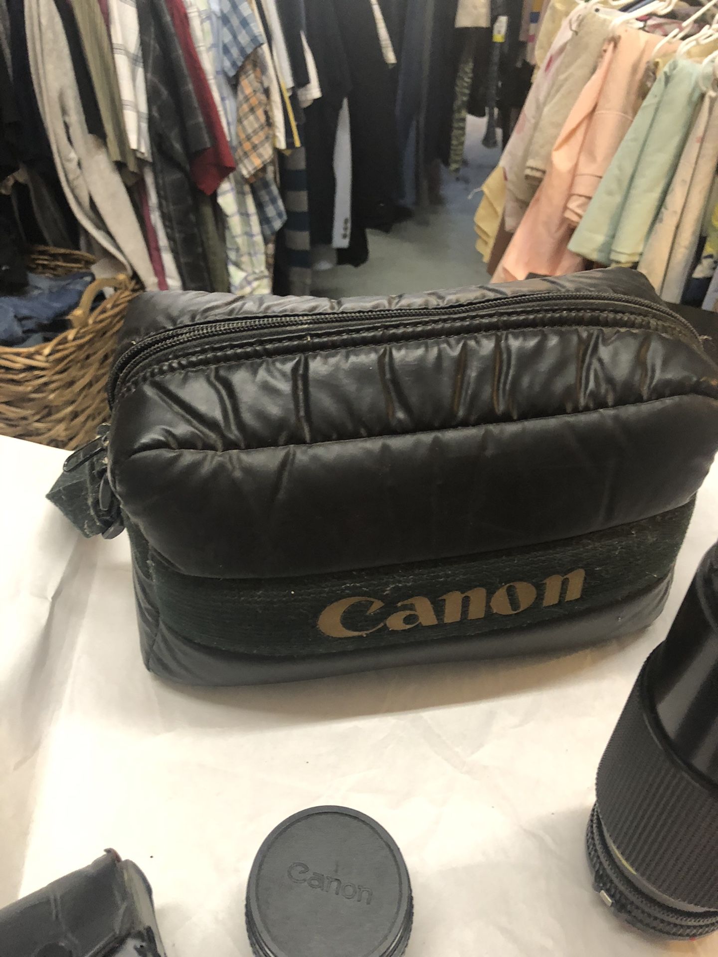 Canon AE-1 Lenses, Electric Power Winder, and Camera Bag