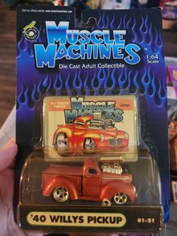 * New Muscle Machines Die-Cast Orange ‘40 Willys Pickup’ -01-21- First Edition