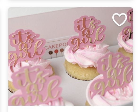 Gender Reveal Decorations, Cupcake Toppers, Paper Decorations, It’s A Girl Decor