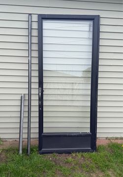 Black Aluminum Storm Door With Glass (Measurements In Pictures)