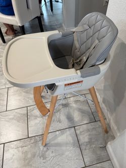 Baby High Chair with Wooden Legs