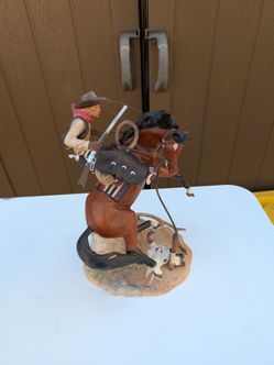 Jim Ponter Sculpture 12" Western Heritage Museum Sudden Warning Cowboy Horse
