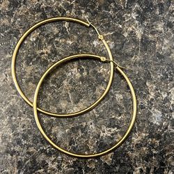 Solid 14K Gold Huge Hoop Earrings 