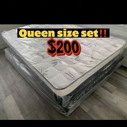 Queen Size Pillow Top Mattress With Box Spring Included
