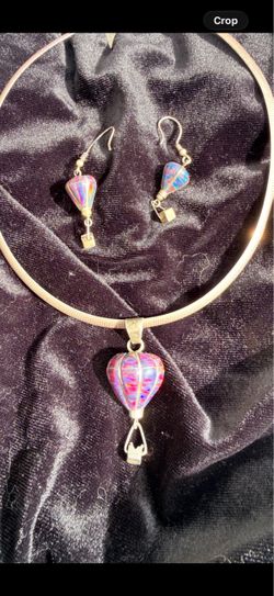925 STERLING SILVER AND OPAL EARRINGS AND NECKLACE