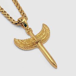 Wing Sword New Necklace Pendant Chain Gold