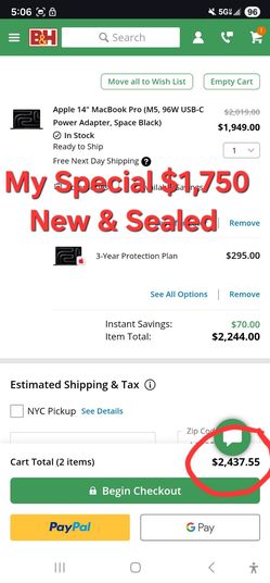 New 2026 14" MacBook Pro M5/ 16G/1TB/3 yr coverage