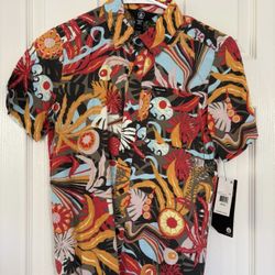 Brand New Volcom Boys short sleeve Top Button Up Shirt size 8