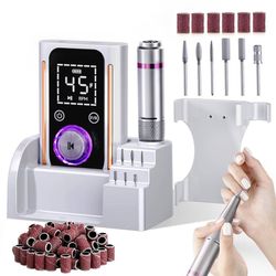 new Nail Drill, Portable Electric Nail File 45000RPM, Rechargeable Nail Drill Professional with Bits & Base, for Acrylic Gel Nails, E-File Machine, Ma