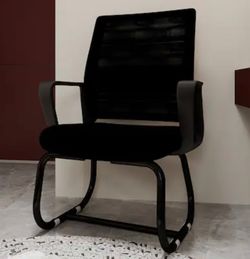 Minimalist Modern Office Chair - Metal Frame, Soft Cushion, Home & Office Use - Black