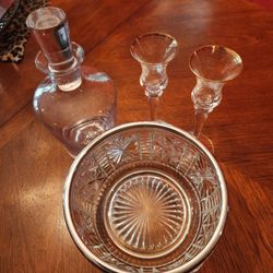 3 Items..one Bowl. 2 Candle Holders One Carafe