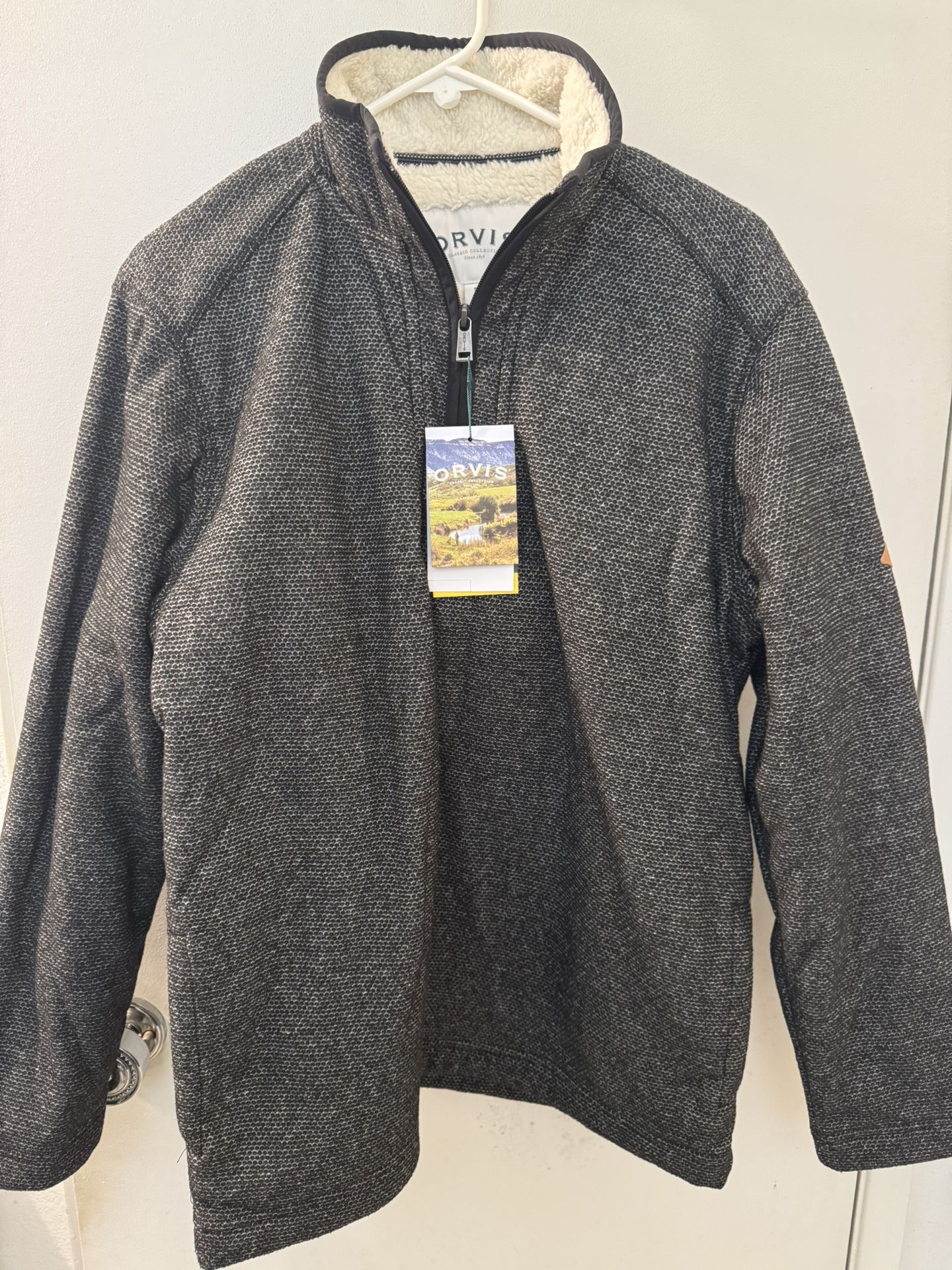 BRAND NEW WITH TAGS NEVER WORN Gray Grey Orvis Fleece Lined Full Zip Up Jacket Size Men’s US S Small
