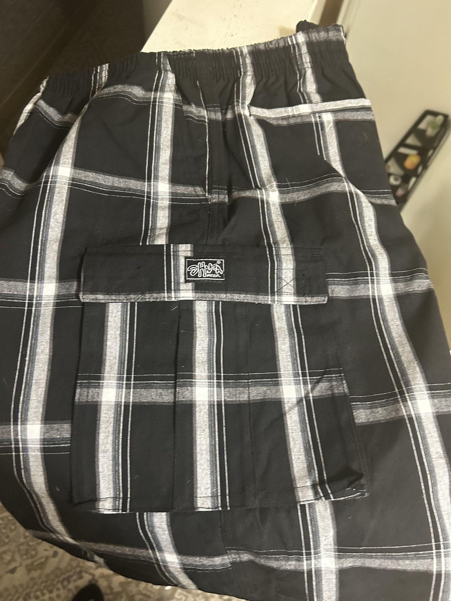 Shaka Wear Black Plaid Shorts