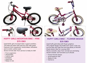 2 Girls Huffy Bikes - Pink Mountain Bike & Flower Bike