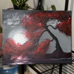 Red Blossom Tree Painting