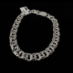 925 Silver Chino Bracelet 8mm • 8” Long