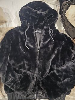 Women Zara Fur Black Jacket