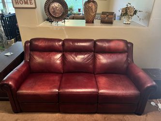 Burgundy Leather Reclining Sofa