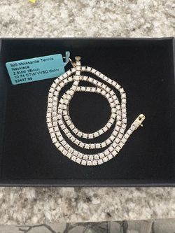 10.74 CTW VVS D Color Moissanite Tennis Necklace – 925 Sterling Silver 18” 2.5mm