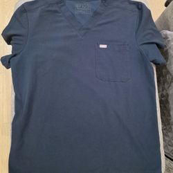 FIGS Technical Collection Scrub Top Shirt Mens Size Large Blue / Dark Harbor 