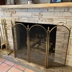Vintage Brass Fireplace Screen