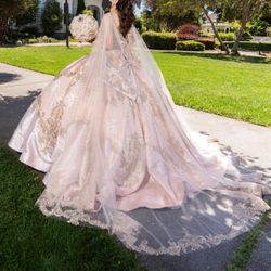 Rose Gold/ Blush Pink Quinceañera Dress