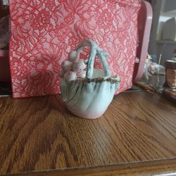 Vintage Hand painted Pink And Gold Basket