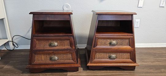 Set of 2 Pier 1 Imports Nightstands - Rattan & Wicker Drawers $200