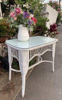 Beautiful Antique wicker glass top table