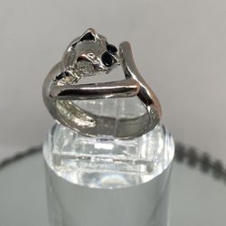 Vintage Silver Playful Racoon Ring Size 8 