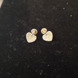 Sterling Silver Heart Earrings with Diamonds By Silpada 