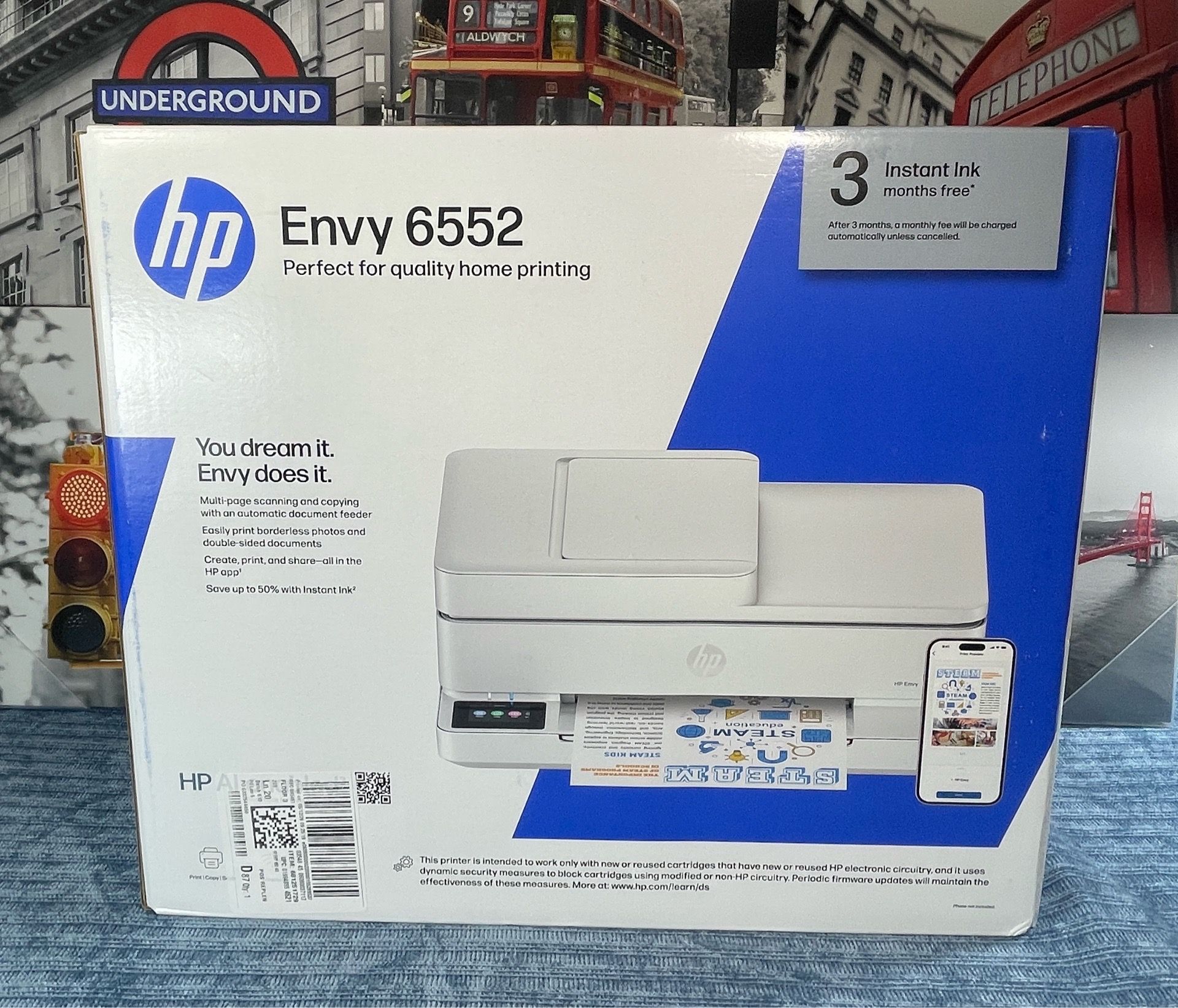 HP Envy 6552e Wireless Inkjet All-In-One Color Printer Scanner Copier AI Enabled
