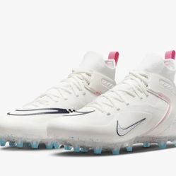 Men's Nike Alpha Huarache 8 Elite LAX White Multicolored Football Cleats Sz 12🏈