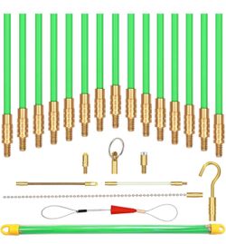 50 Feet Fiberglass Fish Tape Cable Glow Rods for Electric Wire Pull/Push