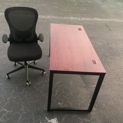 Black Chair & Brown Table 