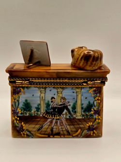 RARE Masterpiece Limoges France Hand Painted Trinket Box - 360° Ballet Portrait