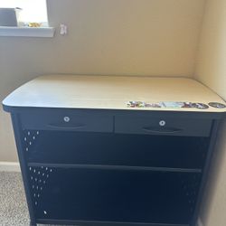 Mobile AV Cart With Locking Drawers And Wheels 