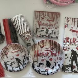 halloween party favors tablewear napkins plates forks horror decorations