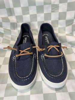 Sperry Top-Sider Women’s Boat Shoes Blue Chambray – Size 7 – Memory Foam