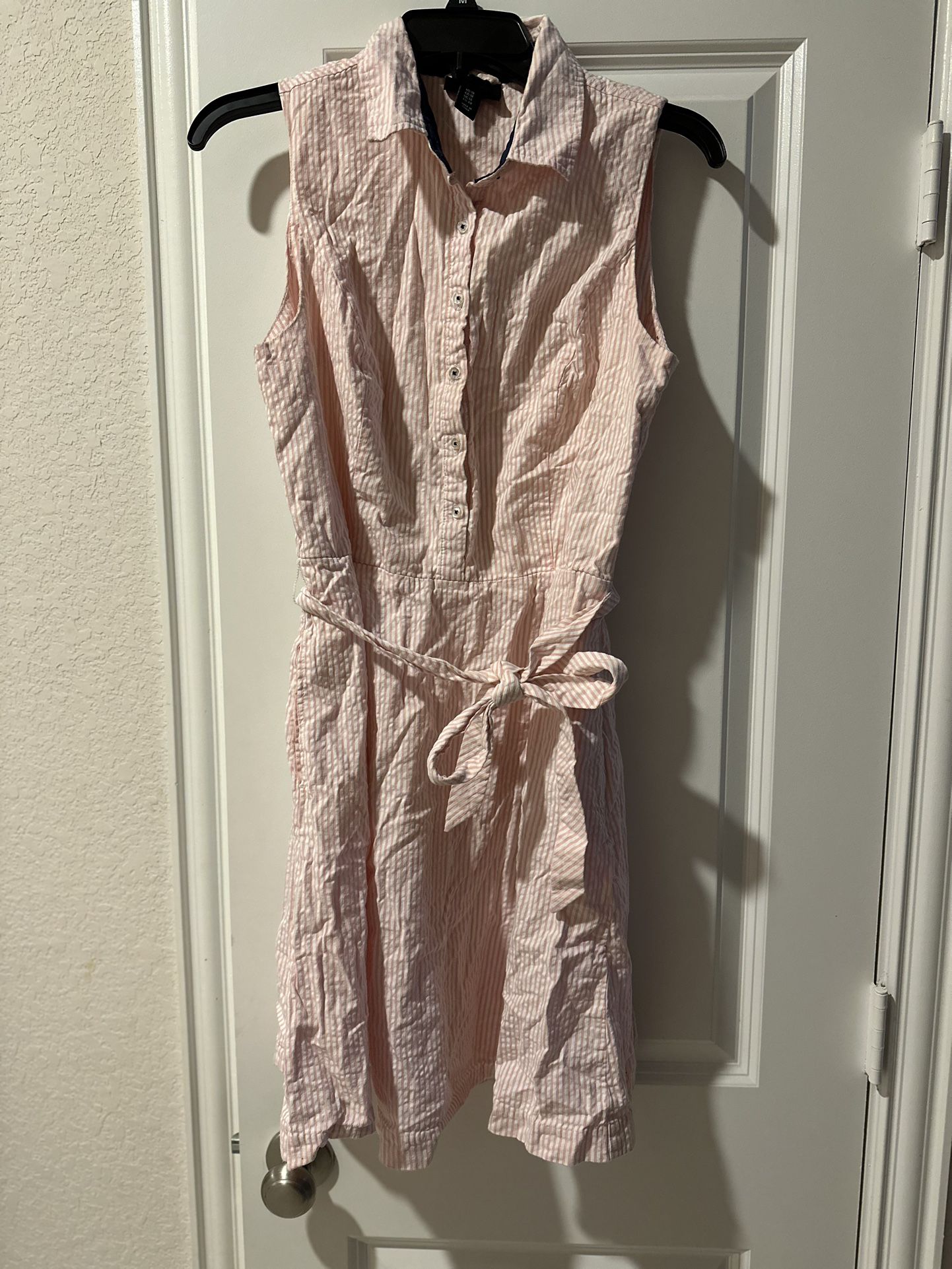 Summer Dress Size 10 Pink & White Lined