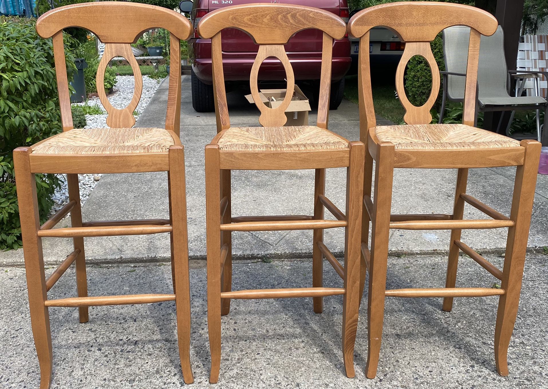 3 High Wood Chairs