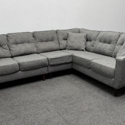 Mid-century modern Ashley Charcoal Gray L-Shaped 3-piece Sectional Couch. 108" x 88". We Deliver & set up.