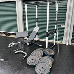 Gym power rack weights  bar weight bench
