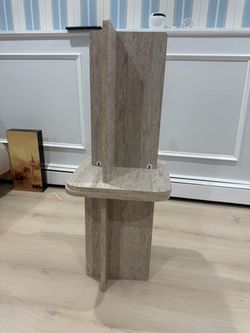 Travertine Marble Side Table with Shelf