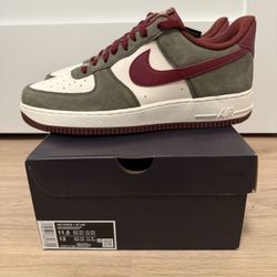 Nike Air Force 1”Cargo Khaki Pale Ivory Dark Team Red”Men’s Size 11.5 FQ8714-302