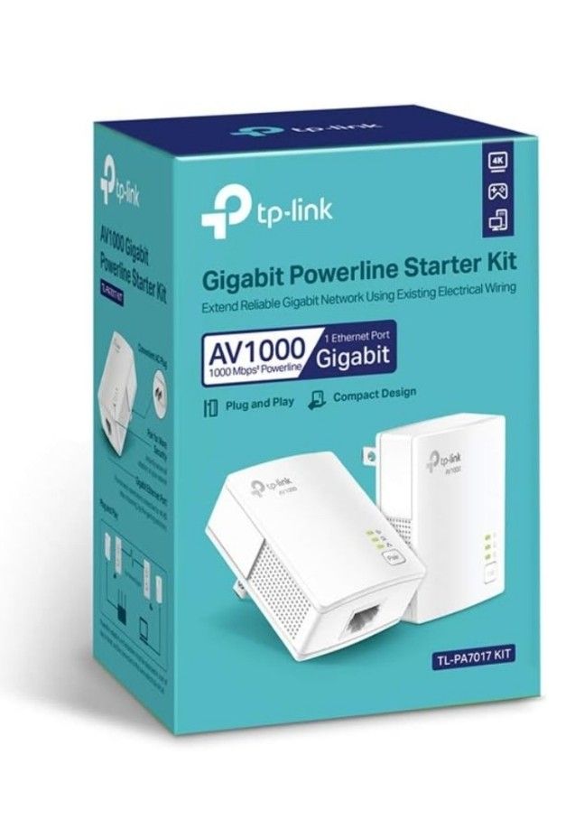 TP-Link AV1000 Powerline Ethernet Adapter KIT - Gigabit Port, Plug Pair &Play, Ethernet Over Power, Nano Size, Power Saving Mode, Network Adapter
